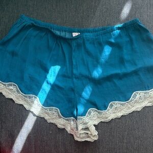 Women's Blue Lace Trim Sleep Shorts